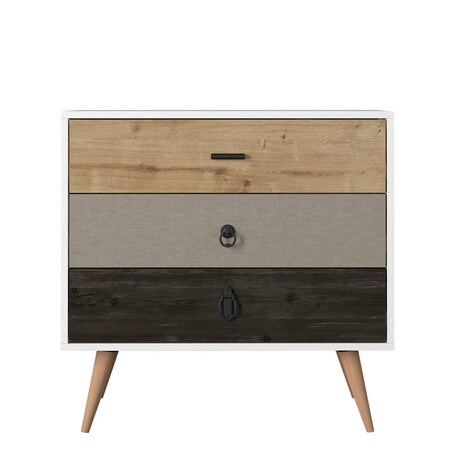 Συρταριέρα ArteLibre KIMOLOS Λευκό/Φυσικό/Καφέ 80x40x79cm