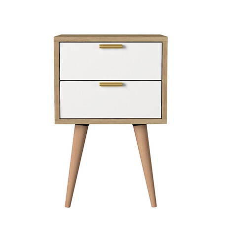 Κομοδίνο ArteLibre KITHIRA Φυσικό/Λευκό Μελαμίνη 40x35x61cm