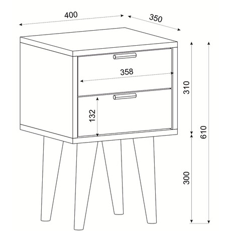 Κομοδίνο ArteLibre KITHIRA Φυσικό/Λευκό Μελαμίνη 40x35x61cm