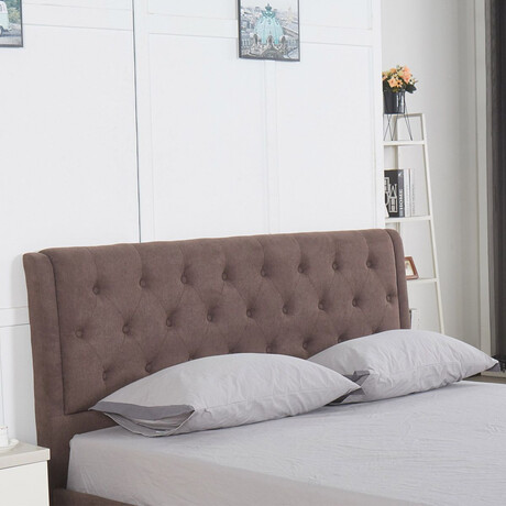 Κρεβάτι ArteLibre ASTER Σκούρο Καφέ Ύφασμα Με Αποθηκευτικό Χώρο 219x170x104cm (Στρώμα 160x200cm)