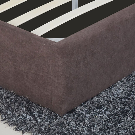 Κρεβάτι ArteLibre ASTER Σκούρο Καφέ Ύφασμα Με Αποθηκευτικό Χώρο 219x170x104cm (Στρώμα 160x200cm)