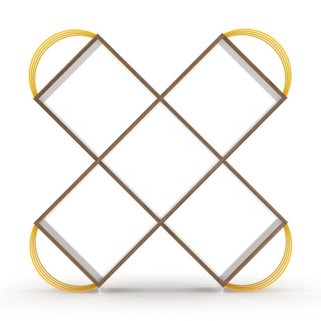 Βιβλιοθήκη ArteLibre CASE Καρυδί/Κίτρινο 120x25x120cm