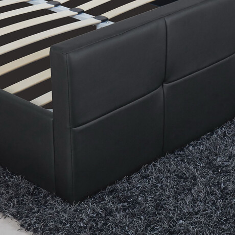 Κρεβάτι ArteLibre ANEMONE Μαύρο PU Με Αποθηκευτικό Χώρο 217x170x100cm (Στρώμα 160x200cm)