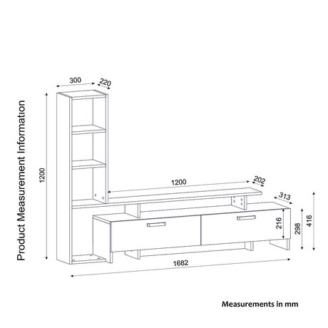 Σύνθετο ArteLibre KENTUCKY Sapphire/Λευκό Μοριοσανίδα 168x30x120cm
