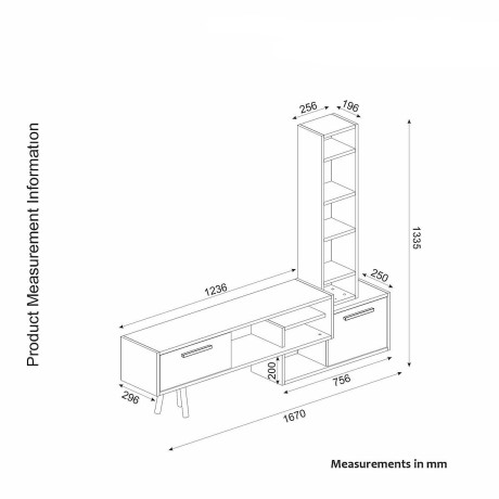 Σύνθετο ArteLibre NEVADA Cordoba/Ανθρακί Μοριοσανίδα 167x29.8x133.5cm
