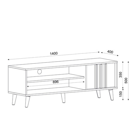 Έπιπλο Τηλεόρασης ArteLibre ANDROS Φυσικό/Ανθρακί Μοριοσανίδα/Μελαμίνη 140x40x50cm