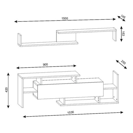 Σύνθετο Τηλεόρασης ArteLibre DREAM Μαύρο Μοριοσανίδα/Μελαμίνη 154x25x170cm