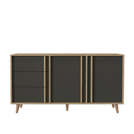 Μπουφές ArteLibre ANDROS Φυσικό/Ανθρακί Μοριοσανίδα/Μελαμίνη 160x45x85cm