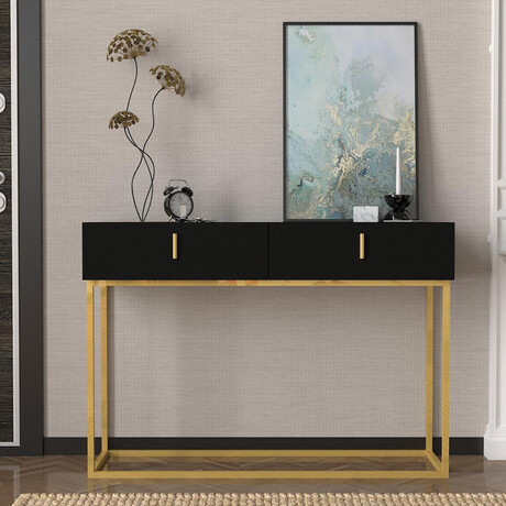 Κονσόλα ArteLibre MYKONOS Μαύρο/Μπρονζέ Μοριοσανίδα/Μελαμίνη/Μέταλλο 120x37x84cm