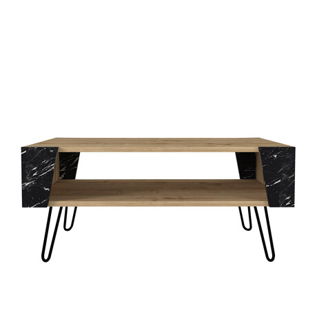 Τραπεζάκι Σαλονιού ArteLibre DIAPOROS Φυσικό/Μαύρο Μοριοσανίδα/Μελαμίνη 90x60x40cm