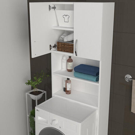 Έπιπλο Πλυντηρίου ArteLibre BIMBA Λευκό Μοριοσανίδα/Μελαμίνη 64x25x188cm