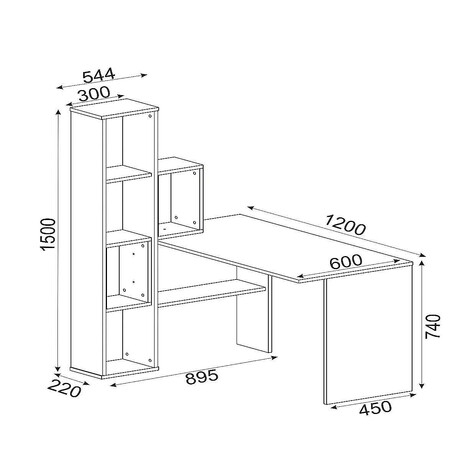 Γραφείο-Βιβλιοθήκη ArteLibre ArteLibre PERCY Λευκό/Καρυδί Μοριοσανίδα/Μελαμίνη 120x90x74/150cm
