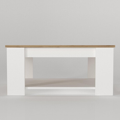 Τραπεζάκι Σαλονιού ArteLibre ALDEN Λευκό/Φυσικό Μοριοσανίδα/Μελαμίνη 90x60x42cm