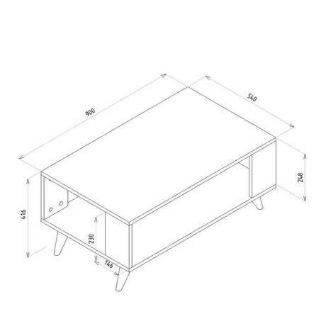 Τραπεζάκι Σαλονιού ArteLibre BICKEL Καρυδί/Μαύρο Μοριοσανίδα/Μελαμίνη 90x54x42cm