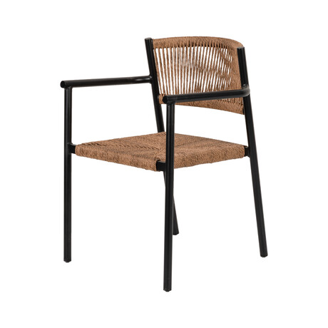 Πολυθρόνα Κήπου ArteLibre INGA Μαύρο/Φυσικό Αλουμίνιο/Rattan 55.5x50x77.5cm