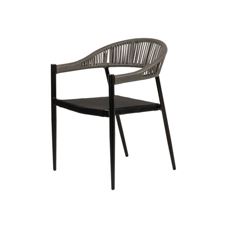 Πολυθρόνα Κήπου ArteLibre LIVINGSTONE Μαύρο/Γκρι Αλουμίνιο/Rattan 56x55x76cm