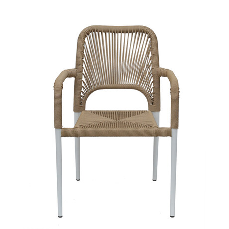 Πολυθρόνα Κήπου ArteLibre TINKISSO Λευκό/Φυσικό Αλουμίνιο/Rattan 57x63x82cm