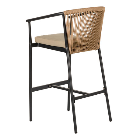 Σκαμπό ArteLibre MANDRAKA Μαύρο/Φυσικό Αλουμίνιο/Rattan 56x63x108cm