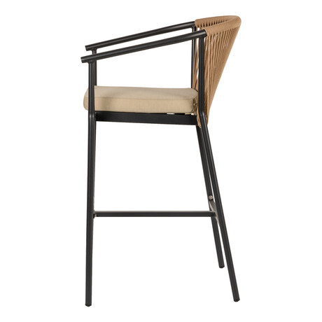 Σκαμπό ArteLibre MANDRAKA Μαύρο/Φυσικό Αλουμίνιο/Rattan 56x63x108cm