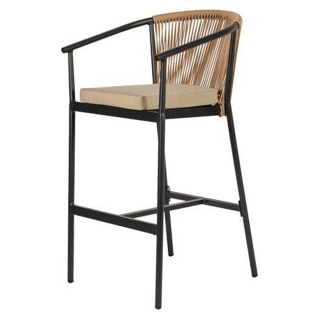 Σκαμπό ArteLibre MANDRAKA Μαύρο/Φυσικό Αλουμίνιο/Rattan 56x63x108cm