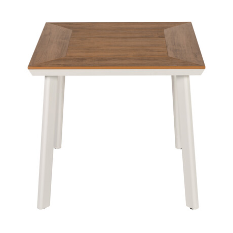 Τραπέζι Κήπου ArteLibre EPUPA Λευκό/Καρυδί Αλουμίνιο/Ξύλο 80x80x73cm