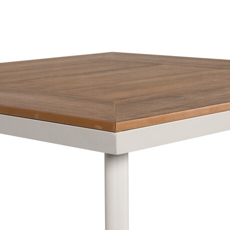 Τραπέζι Κήπου ArteLibre EPUPA Λευκό/Καρυδί Αλουμίνιο/Ξύλο 80x80x73cm