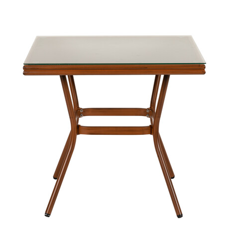 Τραπέζι Κήπου ArteLibre ANGOLA Μπαμπού Αλουμίνιο/Γυαλί 80x80x75cm