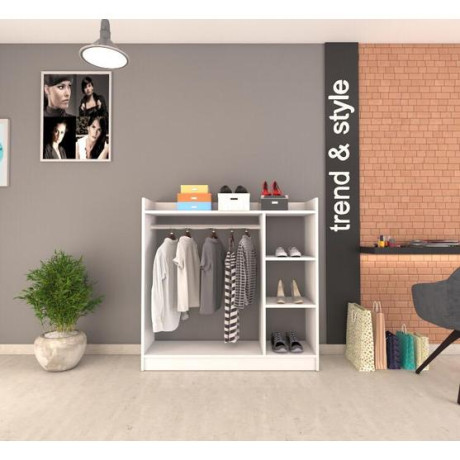 Κρεμάστρα Δαπέδου ArteLibre ZOLA Λευκό Μοριοσανίδα/Μέταλλο 123.6x35x120cm