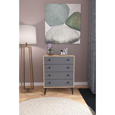 Συρταριέρα ArteLibre AMARI Δρυς/Ανθρακί Μοριοσανίδα 72x43x96cm