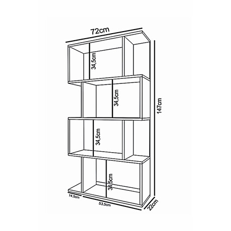 Βιβλιοθήκη ArteLibre CHIUMBO Δρυς/Λευκό Μοριοσανίδα 72x22x147cm