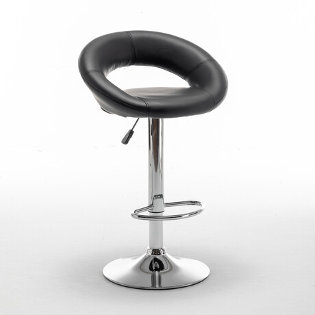 Σκαμπό Bar ArteLibre FETT Με Πλάτη Πτυσσόμενο Μαύρο PU/Μέταλλο 54x49x81-103cm