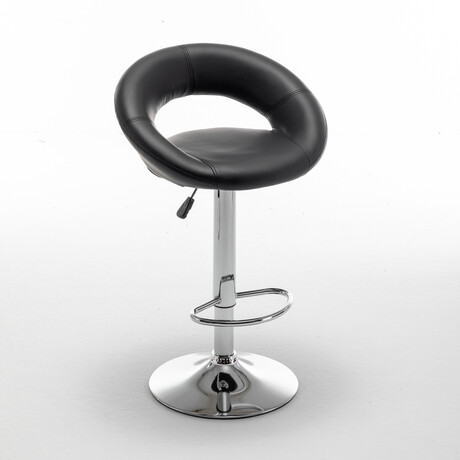 Σκαμπό Bar ArteLibre FETT Με Πλάτη Πτυσσόμενο Μαύρο PU/Μέταλλο 54x49x81-103cm