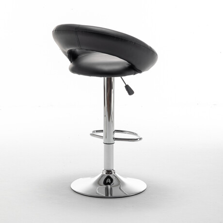 Σκαμπό Bar ArteLibre FETT Με Πλάτη Πτυσσόμενο Μαύρο PU/Μέταλλο 54x49x81-103cm