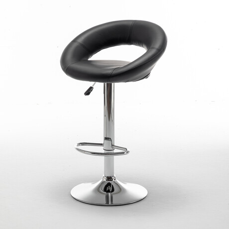 Σκαμπό Bar ArteLibre FETT Με Πλάτη Πτυσσόμενο Μαύρο PU/Μέταλλο 54x49x81-103cm