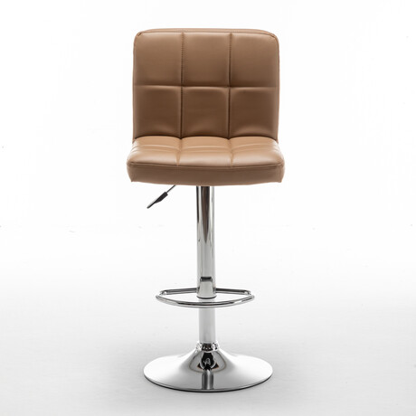 Σκαμπό Bar ArteLibre DIN Με Πλάτη Πτυσσόμενο Cappuccino PVC/Μέταλλο 44x50x92-113cm