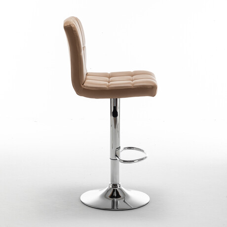 Σκαμπό Bar ArteLibre DIN Με Πλάτη Πτυσσόμενο Cappuccino PVC/Μέταλλο 44x50x92-113cm