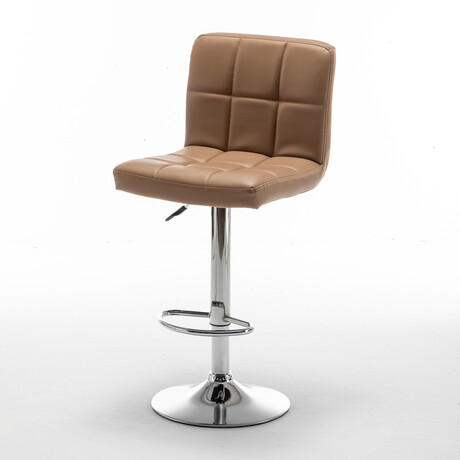 Σκαμπό Bar ArteLibre DIN Με Πλάτη Πτυσσόμενο Cappuccino PVC/Μέταλλο 44x50x92-113cm