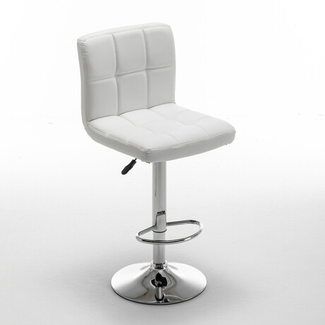 Σκαμπό Bar ArteLibre DIN Με Πλάτη Πτυσσόμενο Λευκό PVC/Μέταλλο 44x50x92-113cm