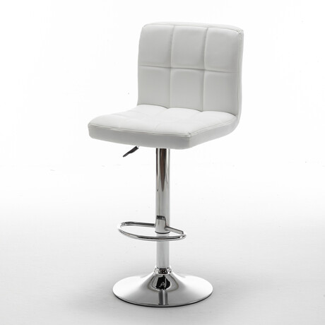 Σκαμπό Bar ArteLibre DIN Με Πλάτη Πτυσσόμενο Λευκό PVC/Μέταλλο 44x50x92-113cm