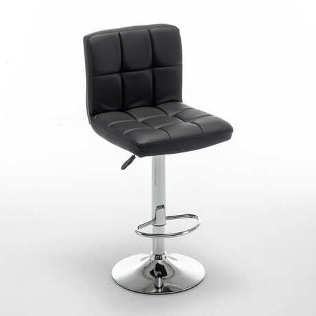 Σκαμπό Bar ArteLibre DIN Με Πλάτη Πτυσσόμενο Μαύρο PVC/Μέταλλο 44x50x92-113cm