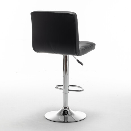 Σκαμπό Bar ArteLibre DIN Με Πλάτη Πτυσσόμενο Μαύρο PVC/Μέταλλο 44x50x92-113cm