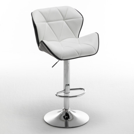 Σκαμπό Bar ArteLibre DRASH Με Πλάτη Πτυσσόμενο Λευκό/Μαύρο PU/Μέταλλο 54x52x87-109cm