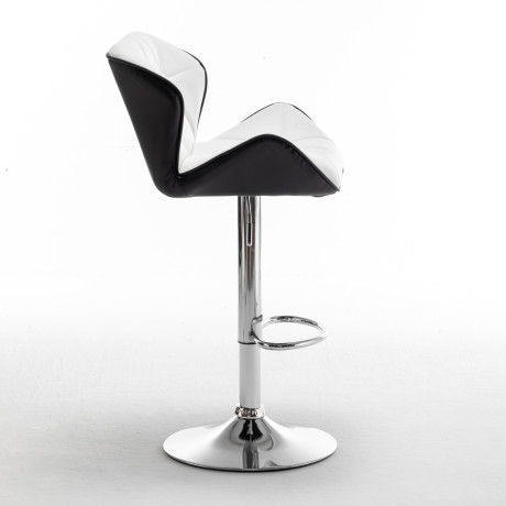 Σκαμπό Bar ArteLibre DRASH Με Πλάτη Πτυσσόμενο Λευκό/Μαύρο PU/Μέταλλο 54x52x87-109cm