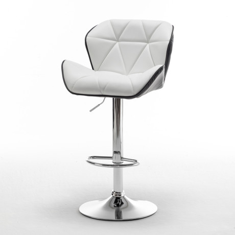 Σκαμπό Bar ArteLibre DRASH Με Πλάτη Πτυσσόμενο Λευκό/Μαύρο PU/Μέταλλο 54x52x87-109cm