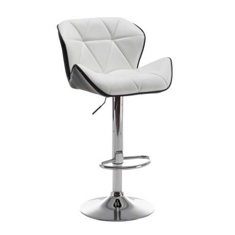 Σκαμπό Bar ArteLibre DRASH Με Πλάτη Πτυσσόμενο Λευκό/Μαύρο PU/Μέταλλο 54x52x87-109cm