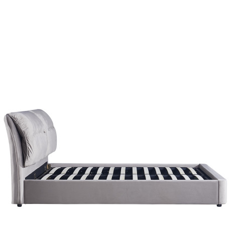 Κρεβάτι Διπλό ArteLibre ACAENA Γκρι Βελούδο (Στρώμα 160x200cm)