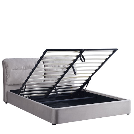 Κρεβάτι Διπλό ArteLibre ACAENA Γκρι Βελούδο (Στρώμα 160x200cm)