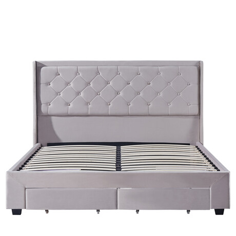 Κρεβάτι Διπλό ArteLibre ANNONA Ivory Βελούδο (Στρώμα 160x200cm)