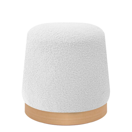 Σκαμπό ArteLibre PRIMULA Με Ξύλινη Βάση Λευκό Ύφασμα Teddy 38x38x41cm
