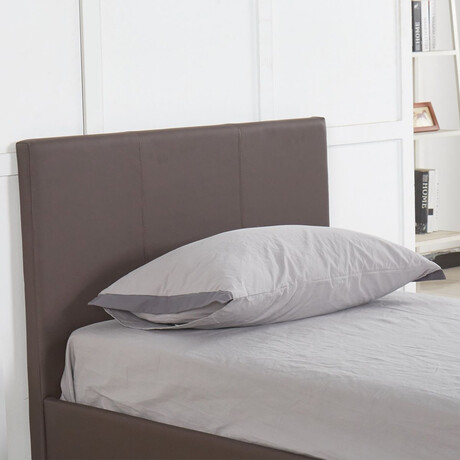 Κρεβάτι ArteLibre AZALEA Σκούρο Καφέ PU 213x98x88cm (Στρώμα 90x200cm)